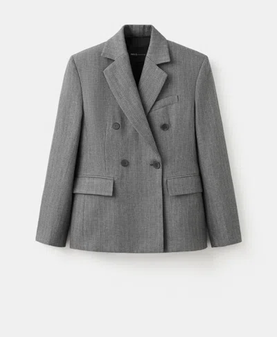 Mango Double Breasted Suit Jacket In Gray