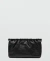Mango Leather Clutch In Black