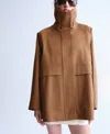 Mango Oversize Funnel Neck Cotton Jacket In Brown