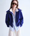 Mango Selection  Women's Oversized Suede Jacket In Blue