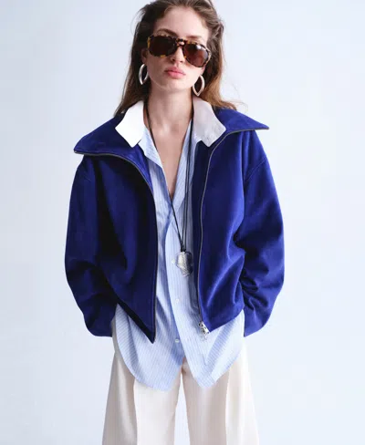 Mango Selection  Women's Oversized Suede Jacket In Blue