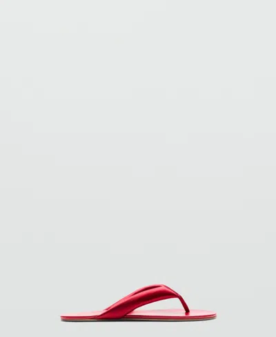 Mango Selection  Women's Padded Leather Strap Sandals In Red