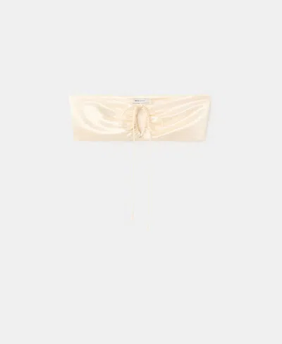 Mango Satin Crop Bandeau Top In Neutral