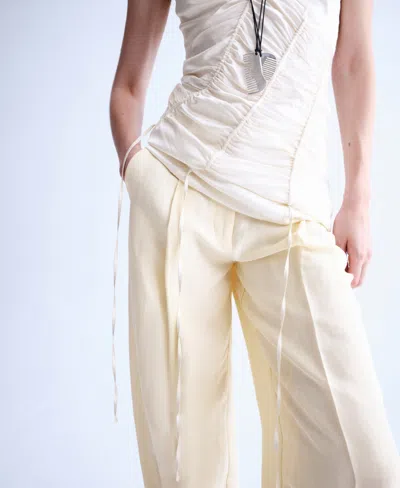 Mango Selection  Women's Satin-finish Balloon Pants In Yellow