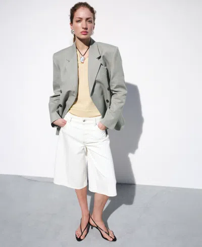 Mango Selection  Women's Straight Mid-rise Bermuda Shorts In White