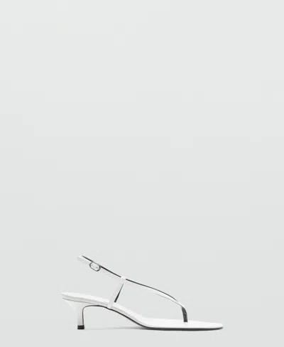 Mango Selection  Women's Straps Heeled Leather Sandals In White