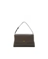 Mango Selection Medium Leather Flap Shoulder Bag In Grey
