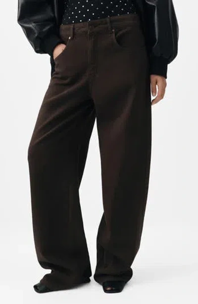 Mango Selection Mid Rise Straight Leg Jeans In Brown