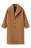Mango Selection Notched Lapel Virgin Wool Blend Coat In Brown