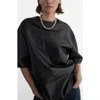 Mango Oversize Leather T-shirt In Black