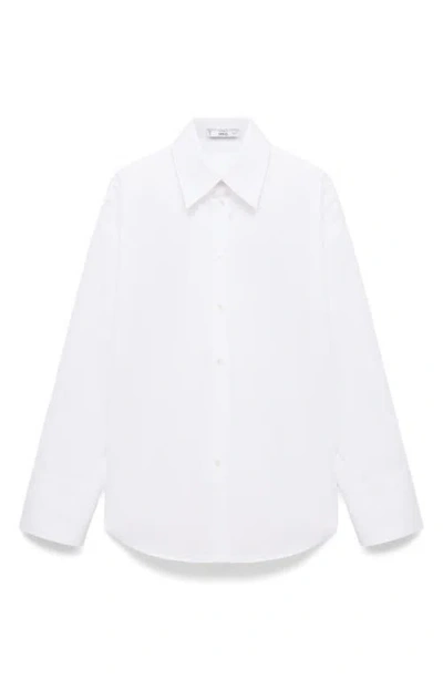 Mango Selection Oversize Organic Cotton Poplin Button-up Shirt In White