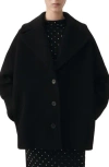Mango Selection Oversize Short Wool Blend Coat In Black