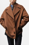 Mango Selection Oversize Short Wool Blend Coat In Brown