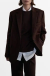 Mango Selection Oversize Wool Blazer In Brown