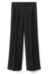 Mango Selection Pleat Front Straight Leg Pants In Black
