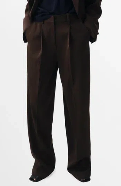 Mango Selection Pleat Front Straight Leg Pants In Brown