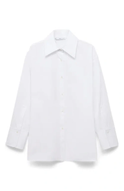 Mango Selection Split Back Cotton Poplin Button-up Shirt In White
