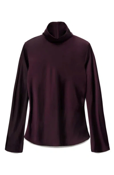 Mango Selection Turtleneck Satin Top In Purple