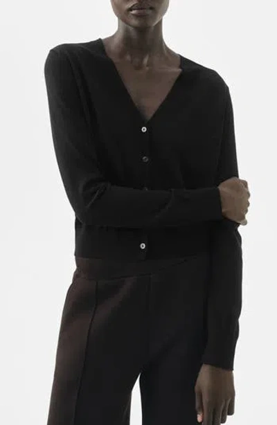 Mango Selection V-neck Wool Cardigan In Black