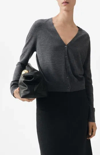 Mango Selection V-neck Wool Cardigan In Gray
