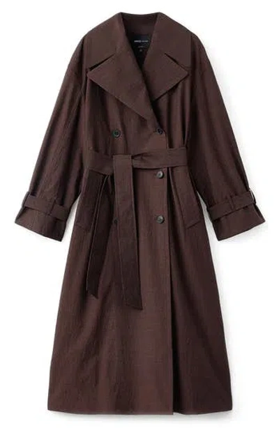 Mango Selection Virgin Wool Blend Trench Coat In Brown