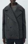 Mango Selection Wool Blend Peacoat In Gray
