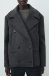 Mango Double-breasted Wool Coat Grey In Gray
