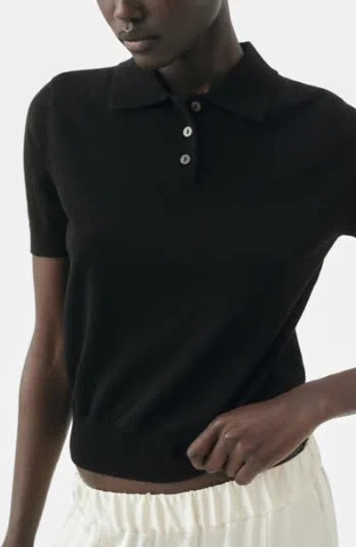 Mango Selection Wool Sweater Polo In Black