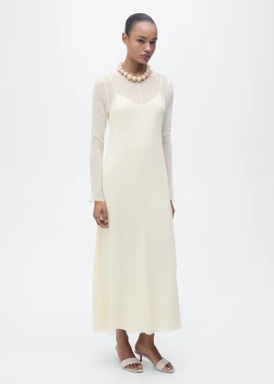 Mango Semi-transparent Combination Dress Ecru