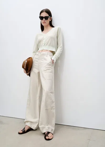 Mango Semi-transparent Crop Knit Cardigan Aqua Green