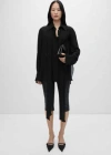 Mango Semi-transparent Lace Shirt Black In Black
