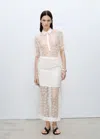 Mango Semi-transparent Shirt Embroidered With Flowers Off White In Off White