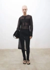 Mango Semi-transparent Silk-blend Midi-dress Black In Black