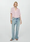 Mango Semi-transparent Striped Shirt Pastel Pink
