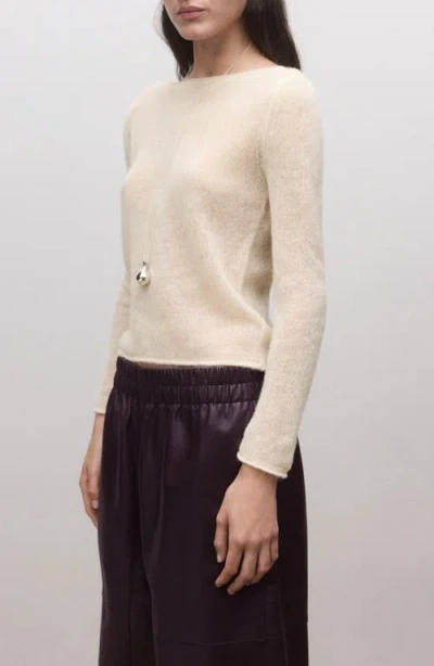 Mango Semisheer Alpaca Blend Sweater In White