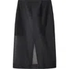 Mango Semisheer Cotton & Silk Midi Skirt In Black
