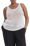 Mango Semisheer Crochet Tank Top In White