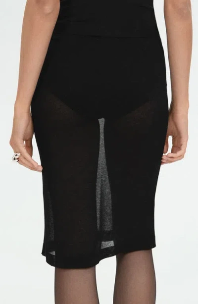 Mango Semisheer Knit Skirt In Black