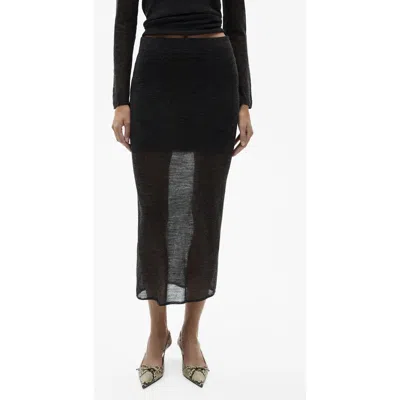 Mango Semi-transparent Knitted Skirt Dark Heather Grey