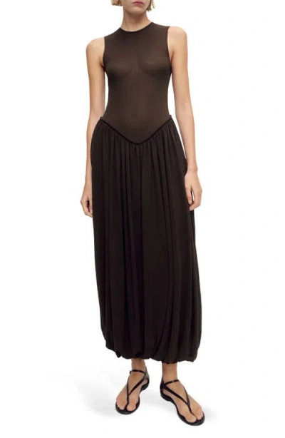 Mango Semisheer Mixed Media Cotton Blend Maxi Dress