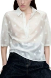 Mango Semisheer Polo In White