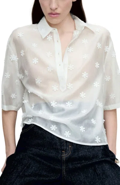Mango Semisheer Polo In White