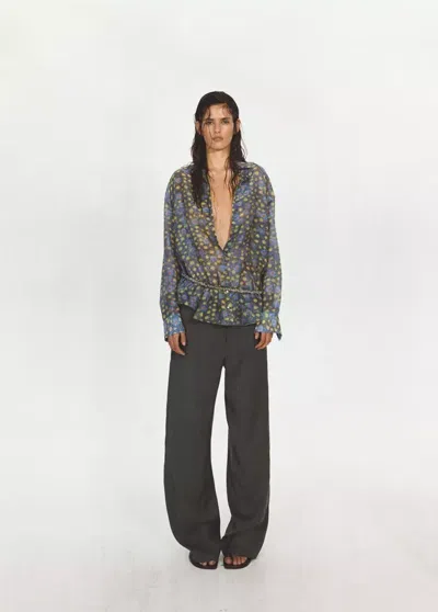 Mango Semi-sheer Printed Shirt In Black