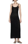 Mango Robe Longue Crochet In Black