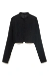 Mango Semisheer Top In Black