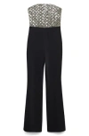 MANGO MANGO SEQUIN BODICE STRAPLESS JUMPSUIT