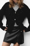Mango Sequin Cardigan In Black