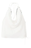 Mango Sequin Drape Halter Top In White
