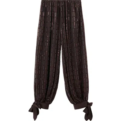 Mango Sequin Harem Pants In Brown