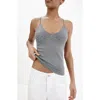 Mango Sparkly Top With Thin Straps In Gray